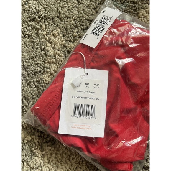 NWT Andie The Banded Cheeky Bottom Cherry Red Swim Suit Briefs Size 3XL - Picture 8 of 8